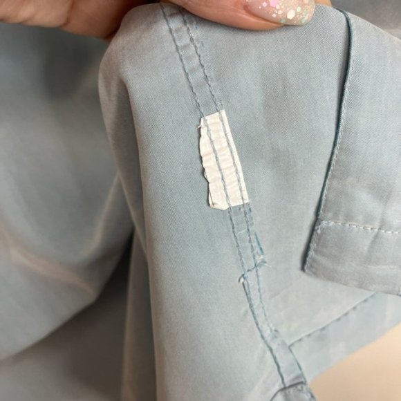 Quiksilver Men's Button Down Shirt Blue Shimmer Short Sleeve Collared XL - Picture 6 of 9